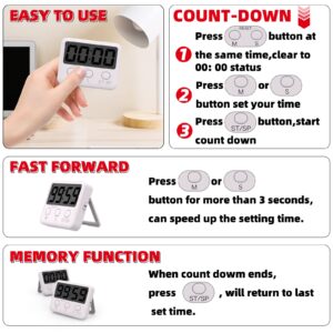 2 Pack Timer, Classroom Timer for Kids, Kitchen Timer Digital for Cooking, Egg, Study, Teacher, Exercise, Oven, Baking, Cook, Desk (AAA Battery Not Included