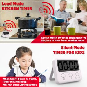 2 Pack Timer, Classroom Timer for Kids, Kitchen Timer Digital for Cooking, Egg, Study, Teacher, Exercise, Oven, Baking, Cook, Desk (AAA Battery Not Included