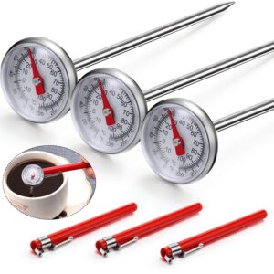 3 pieces immediate read pocket thermometer milk frothing thermometer 1 inch stainless steel dial thermometer with 3 pieces calibration sleeves for coffee drinks chocolate milk foam