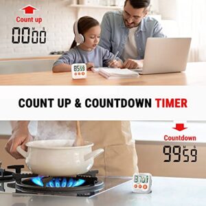 ThermoPro TM03 Digital Timer for Kids & Teachers, Kitchen Timers for Cooking with 2-Level Alarm Volume, Countdown Timer Stopwatch for Classroom Supplies, Exercise, Baking, Playtime or Work, 2-Pack