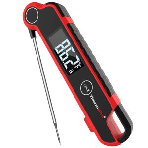 thermopro tp620 instant read meat thermometer digital, cooking thermometer with large auto-rotating lcd display, waterproof food thermometer digital for kitchen, bbq, or grill