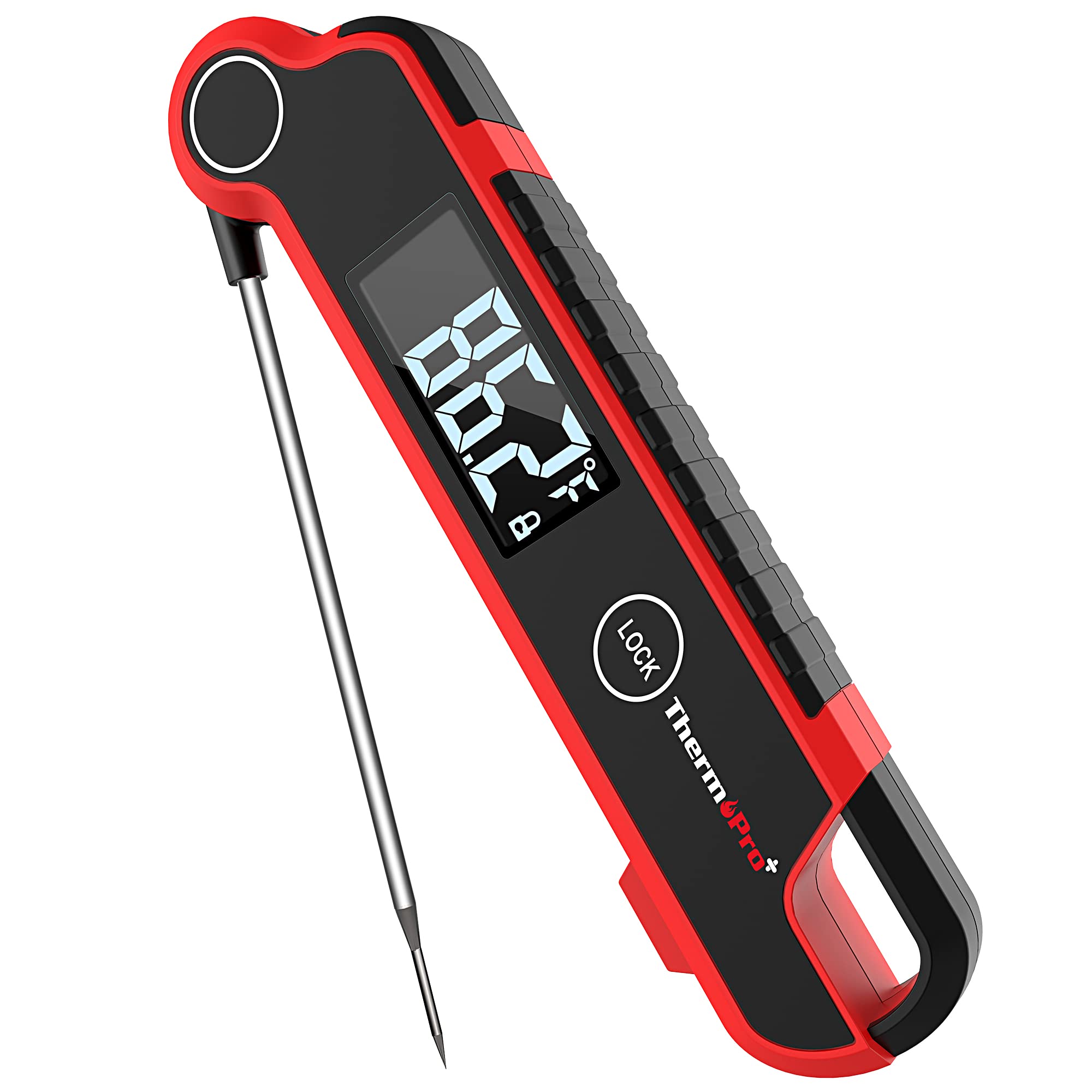 ThermoPro TP620 Instant Read Meat Thermometer Digital, Cooking Thermometer with Large Auto-Rotating LCD Display, Waterproof Food Thermometer Digital for Kitchen, BBQ, or Grill