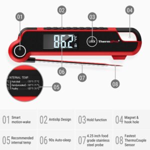 ThermoPro TP620 Instant Read Meat Thermometer Digital, Cooking Thermometer with Large Auto-Rotating LCD Display, Waterproof Food Thermometer Digital for Kitchen, BBQ, or Grill