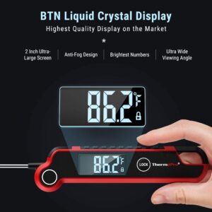 ThermoPro TP620 Instant Read Meat Thermometer Digital, Cooking Thermometer with Large Auto-Rotating LCD Display, Waterproof Food Thermometer Digital for Kitchen, BBQ, or Grill