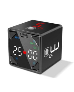 ticktime cube pomodoro timer, productivity timer, pause & resume, mute, vibration & adjustable sound alert, for task, work, adhd, add, meeting, 1/3/5/10/15/25/45/60min & custom countdown - black