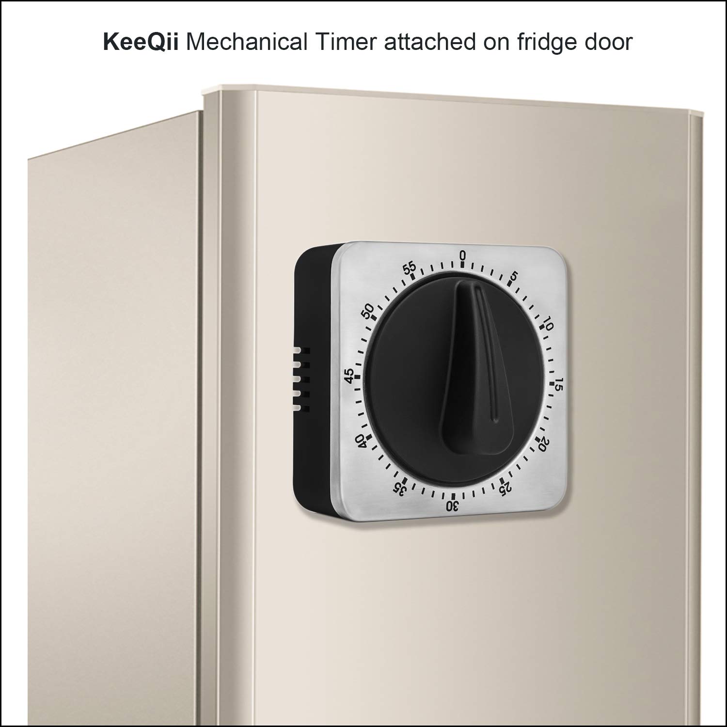 KeeQii Timer Kitchen Timer 60 Minute Timing with 80dB Alarm Sound Magnetic Countdown Timer Home Baking Cooking Steaming Manual Timer Stainless Steel Face Mechanical Timer (New Timer)