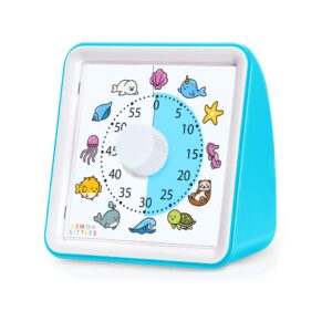 visual timer for kids, toddler, autism, adhd & preschool classroom - animal silent countdown timers - 60 minute productivity & time management clock (sea creature)