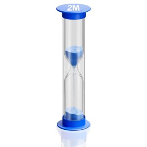 2 minute sand timer for kids, unbreakable acrylic hourglass sand clock, small colorful sand watch 2 min, plastic hour glass sandglass for kids, games, classroom, toothbrush timer (blue)