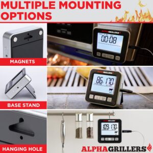 Alpha Grillers Food & Meat Thermometer for Oven w/Temperature Probe, Leave in Digital Oven Thermometer for Cooking in The Kitchen & Grilling with 7 Preset Temperatures & Timer