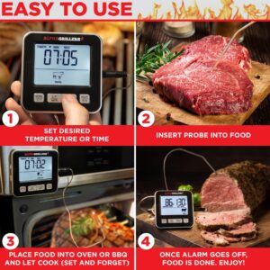 Alpha Grillers Food & Meat Thermometer for Oven w/Temperature Probe, Leave in Digital Oven Thermometer for Cooking in The Kitchen & Grilling with 7 Preset Temperatures & Timer