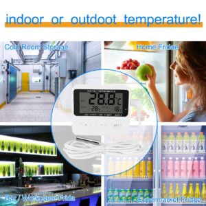 Refrigerator Thermometer,Freezer Thermometer,high and Low Temperature Alarm,Extra Sensor