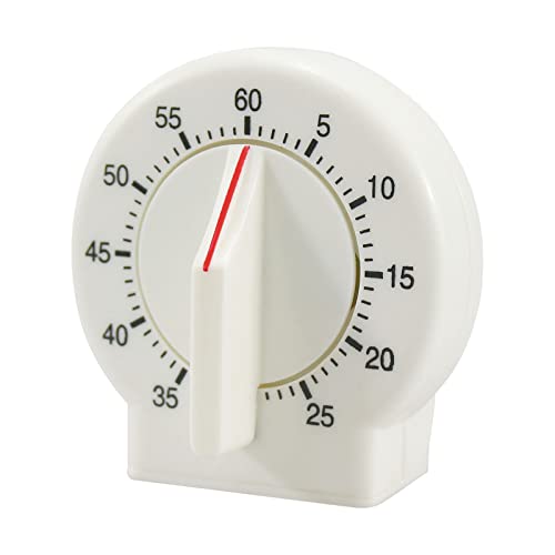 Kitchen Timer, 60 Minutes Mechanical Timer Clock,Kitchen Cooking Timer Clock with Bell Alarm Clock,No Battery Needed, Easy to Read Operate (White)