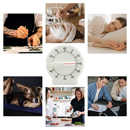 Kitchen Timer, 60 Minutes Mechanical Timer Clock,Kitchen Cooking Timer Clock with Bell Alarm Clock,No Battery Needed, Easy to Read Operate (White)