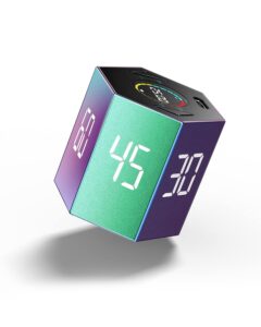 ticktime pomodoro timer clock, productivity timer cube, adhd timer, pause & resume, silent, vibrate & adjustable sound alert, for work, study, 5/15/25/30/45/60min & custom countdown, purple