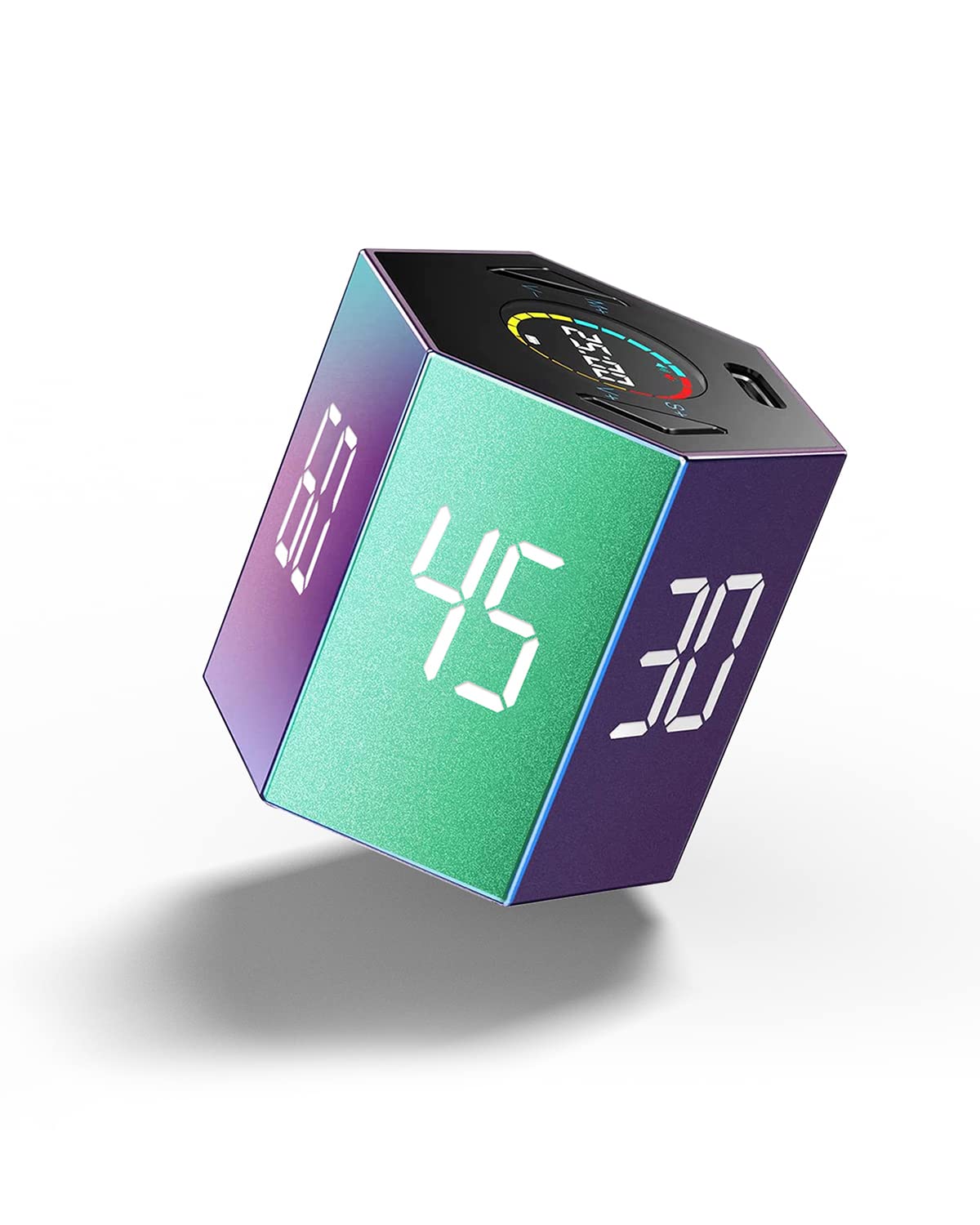 Ticktime Pomodoro Timer Clock, Productivity Timer Cube, ADHD Timer, Pause & Resume, Silent, Vibrate & Adjustable Sound Alert, for Work, Study, 5/15/25/30/45/60min & Custom Countdown, Purple