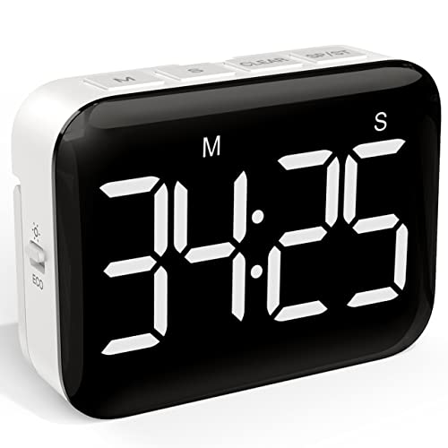 NOKLEAD Digital Kitchen Timer - Magnetic Countdown Count Up Timer with Large LED Display, 2 Brightness, Loud Volume, Easy for Cooking and for Kids Teachers and Seniors to Use (Batteries Included)