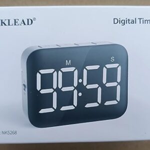 NOKLEAD Digital Kitchen Timer - Magnetic Countdown Count Up Timer with Large LED Display, 2 Brightness, Loud Volume, Easy for Cooking and for Kids Teachers and Seniors to Use (Batteries Included)