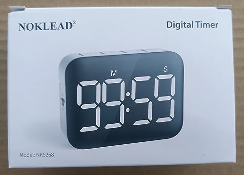 NOKLEAD Digital Kitchen Timer - Magnetic Countdown Count Up Timer with Large LED Display, 2 Brightness, Loud Volume, Easy for Cooking and for Kids Teachers and Seniors to Use (Batteries Included)