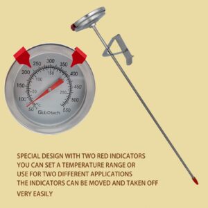 Meat Candy Deep Fry Thermometer - 2" Dial Thermometer 12" Long Stainless Steel Stem Cooking Thermometer for Grill, Turkey, BBQ