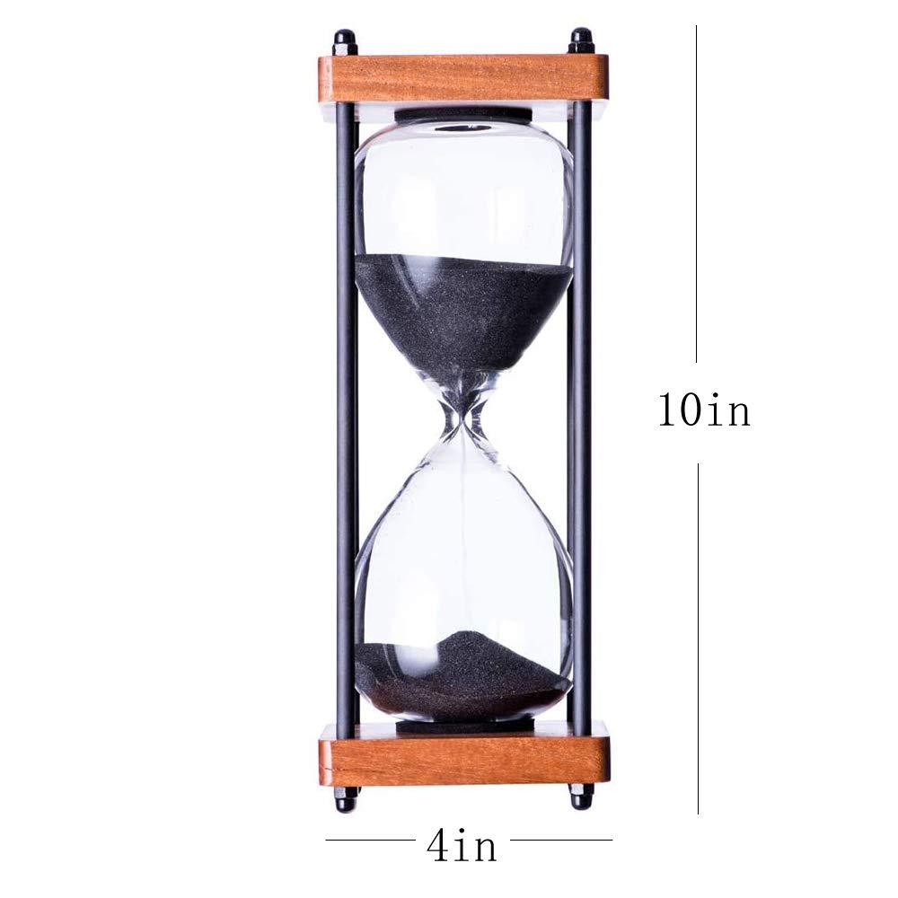 Large Hourglass Timer 60 Minute, Decorative Wooden Sandglass, Black