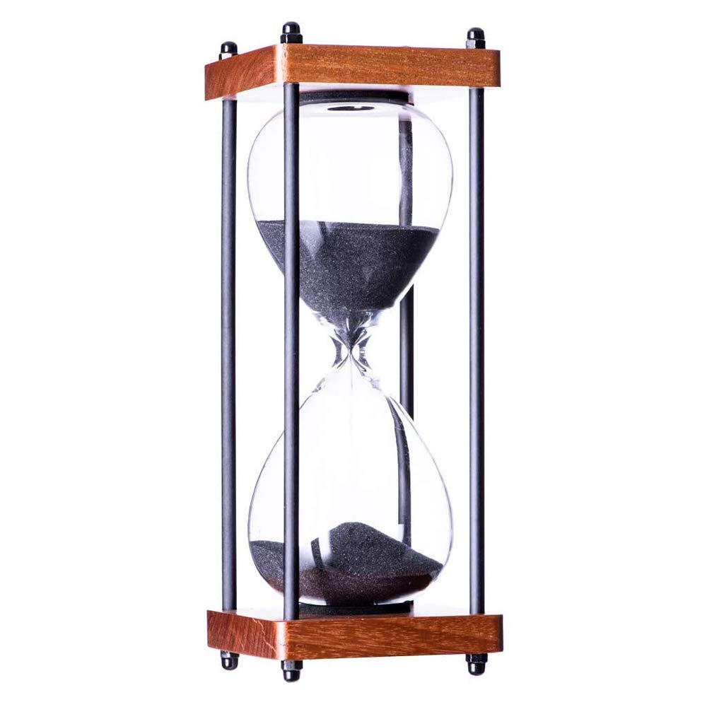 Large Hourglass Timer 60 Minute, Decorative Wooden Sandglass, Black