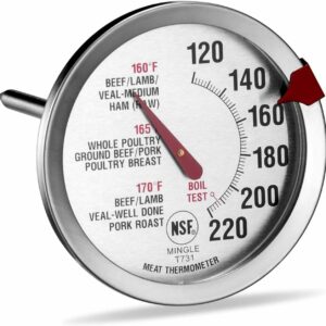 Mainstays NSF Certified Oven Safe Meat Thermometer, Extra Large Dial, Silver