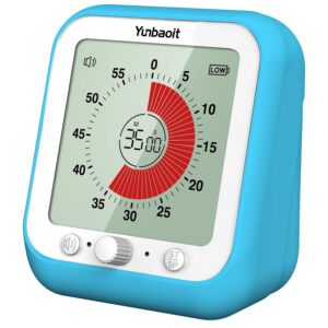 yunbaoit vt09 digital visual timer with 3.5-inch colored screen, 60-minute silent countdown timer for kids or adults, visual time management tool for study, working, teaching, or cooking(blue)