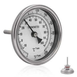 3" dial 2" probe ferroday 1/2 npt stainless steel thermometer dial thermometer 1/2 npt homebrew kettle thermometer weldless with o-rings 0-220ºf kettle thermometer stainless steel brew pot thermometer