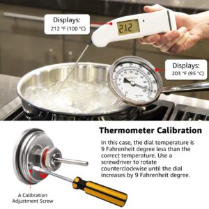 3" Dial 2" Probe FERRODAY 1/2 NPT Stainless Steel Thermometer Dial Thermometer 1/2 NPT Homebrew Kettle Thermometer Weldless with O-Rings 0-220ºF Kettle Thermometer Stainless Steel Brew Pot Thermometer