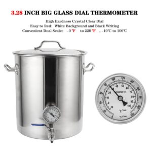 3" Dial 2" Probe FERRODAY 1/2 NPT Stainless Steel Thermometer Dial Thermometer 1/2 NPT Homebrew Kettle Thermometer Weldless with O-Rings 0-220ºF Kettle Thermometer Stainless Steel Brew Pot Thermometer