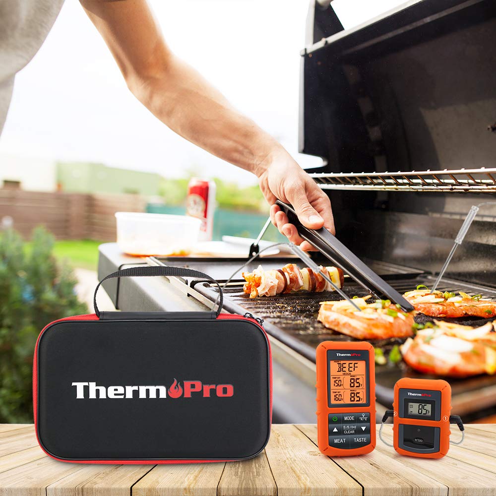 ThermoPro TP99 Hard Carrying Case Storage Bag for TP-20, TP-08S, TP-07 Wireless Remote Digital Cooking Food Meat Thermometer, Shockproof Waterproof Black Travel Protective Case/Box/Organizer