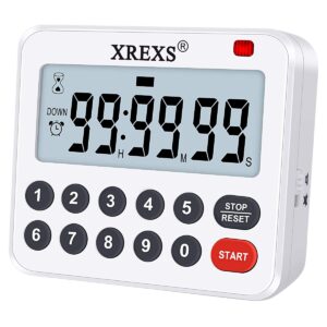 xrexs digital kitchen timer magnetic countdown up cooking timer loud alarm and mute optional, magnet and stand, large display classroom timer for teachers (2 batteries included) upgraded version