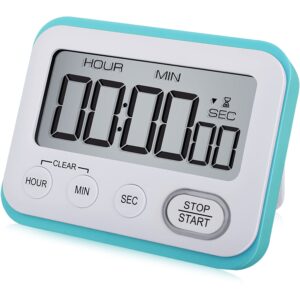 digital kitchen timer with loud alarm/mute on/off switch classroom timer for kids count down/up, light blue