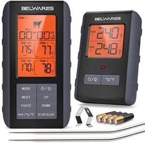 wireless meat thermometer for grilling & smoking - digital bbq thermometer with 490ft remote range