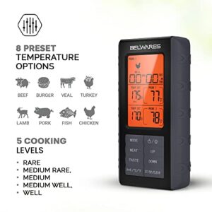 Wireless Meat Thermometer for Grilling & Smoking - Digital BBQ Thermometer with 490ft Remote Range