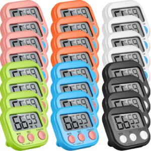 24 pieces digital kitchen timer magnetic timers for classroom bulk on/off switch minute second count up countdown big lcd display loud alarm for exercise cook baking teacher kids (assorted color)