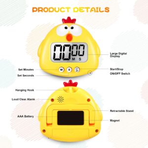 4 Pieces Cute Cartoon Animal Digital Timers Small Digital Kitchen Timers Countdown Timers with Magnetic Backs and ON/Off Switches Decorative Cooking Timers for Kitchen Cooking Accessories, 4 Styles