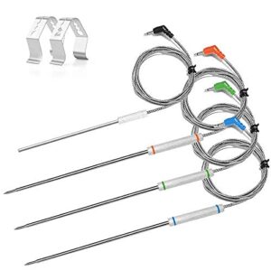4-pack upgraded replacement probe kit for thermopro tp20 tp930 tp829 tp25 tp27 tp28,ultra accurate fast meat temperature ambient probe for tp20 tp17 tp-27 tp17h tp930 tp829 tp826 tp28 with probe clip