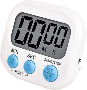 timer for kids,oversized display,kitchen timer digital,magnetic back,loud ring,stand for cooking,classroom,bathroom,teachers,kids（white）