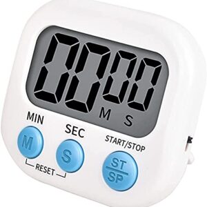 Timer for Kids,Oversized Display,Kitchen Timer Digital,Magnetic Back,Loud Ring,Stand for Cooking,Classroom,Bathroom,Teachers,Kids（White）