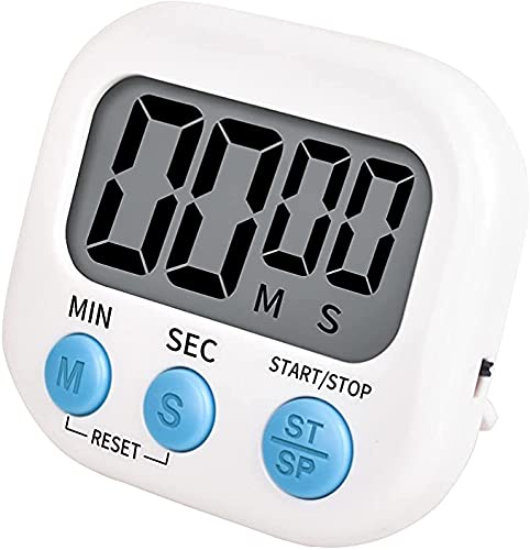 Timer for Kids,Oversized Display,Kitchen Timer Digital,Magnetic Back,Loud Ring,Stand for Cooking,Classroom,Bathroom,Teachers,Kids（White）