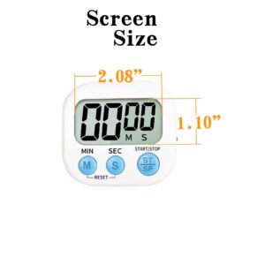 Timer for Kids,Oversized Display,Kitchen Timer Digital,Magnetic Back,Loud Ring,Stand for Cooking,Classroom,Bathroom,Teachers,Kids（White）