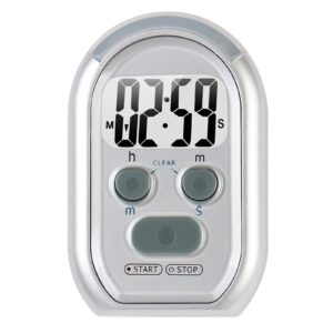 zyqy x-wlang 3-in-1 alerts timer 1013 with vibration ,beep and flash.(kitchen timer ,medical timer,therapeutic timer), silver