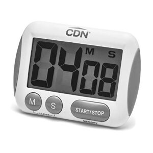 cdn tm15 kitchen timer, extra large big digits, loud alarm, magnetic backing, stand- white -