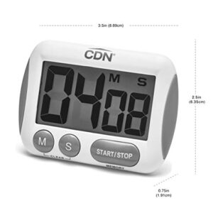 CDN TM15 Kitchen Timer, Extra Large Big Digits, Loud Alarm, Magnetic Backing, Stand- White -