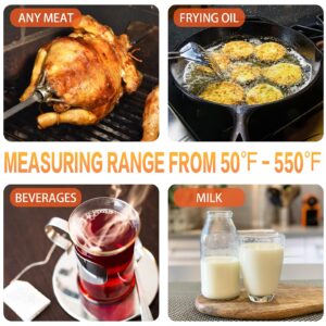 12" Meat Thermometer for Cooking Instant Read Long Stem Waterproof Stainless Steel Kitchen Thermometer for Deep Frying Candy Turkey BBQ Grill