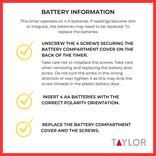 Taylor Precision 5839N Digital Timer, 4 Event Channel, 4.5' x 6.25', 10 -Hour for Commercial Kitchens, Yellow