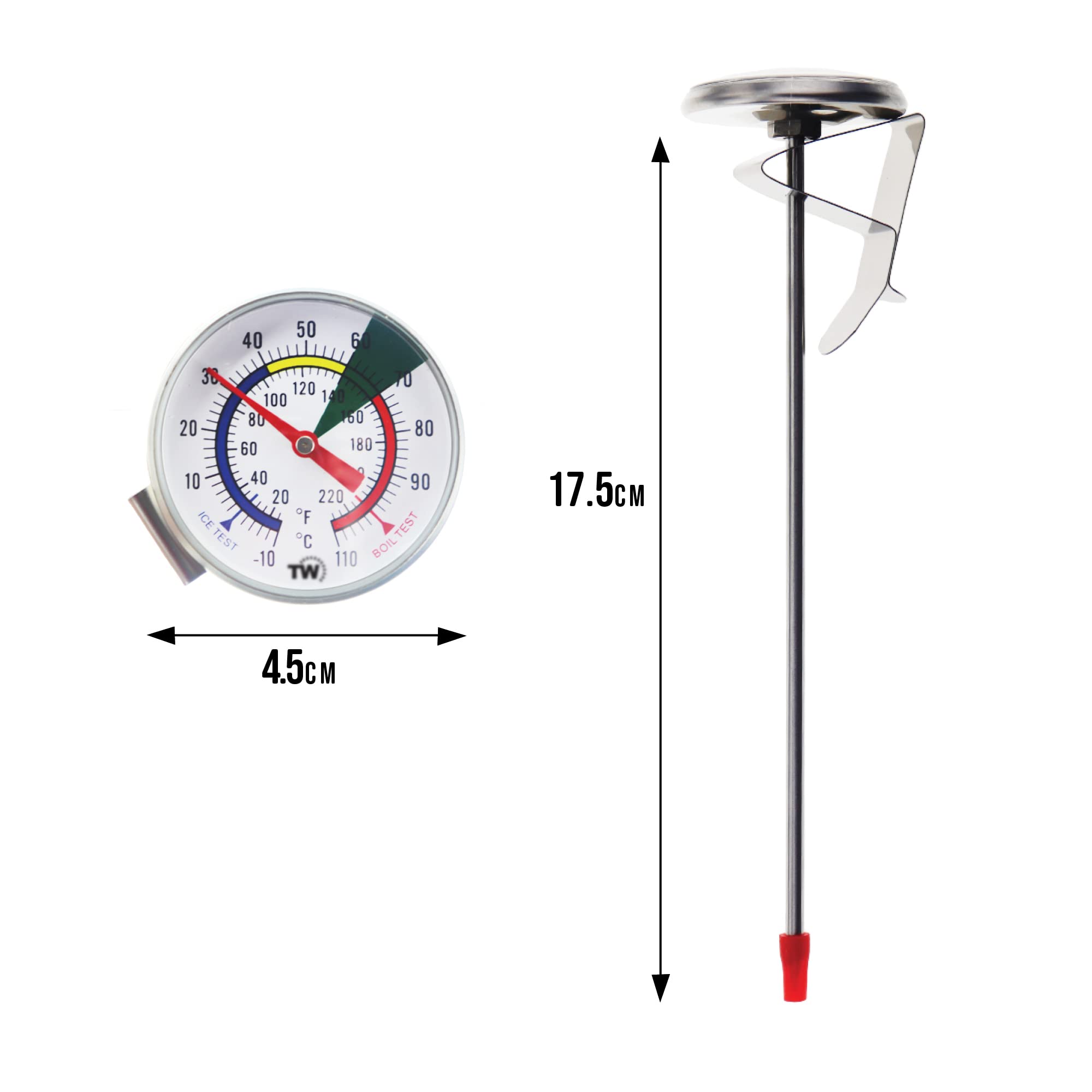 Milk Thermometer For Steaming Milk - Ideal Milk and Coffee Temperature Thermometer With 175 mm Stainless Steel Probe and Clip Barista Coffee Espresso