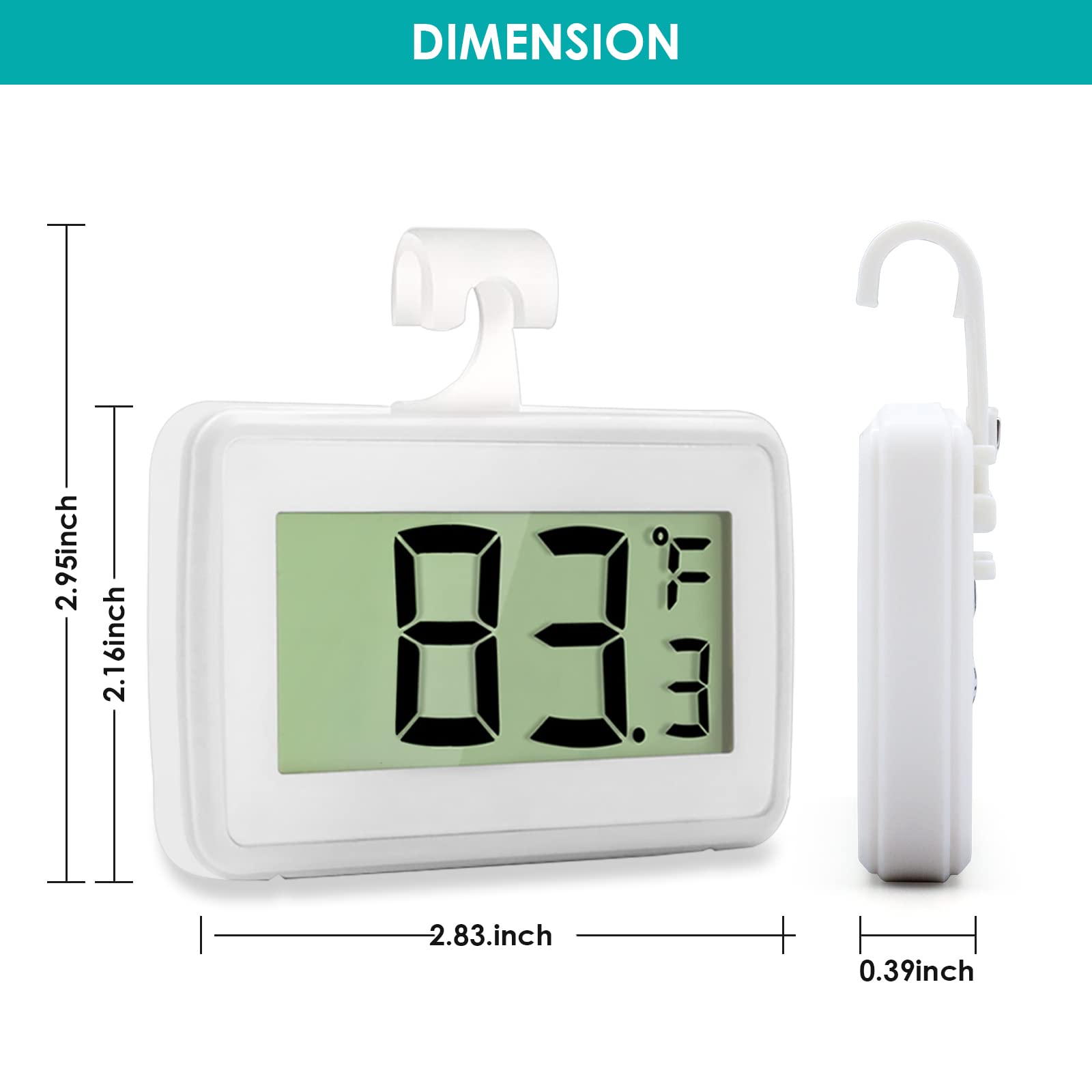 6 Pack Digital Refrigerator Thermometer, Waterproof Freezer Room Thermometer,High Precision Fridge Alarm Thermometer with Hook for Kitchen Home,°C/°F Convertible