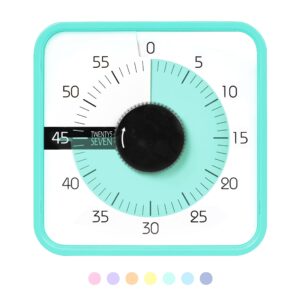 twenty5 seven countdown timer 7.5 inch; 60 minute 1 hour visual timer – classroom teaching tool office meeting, mechanical countdown clock for kids exam time management magnetic, mint green